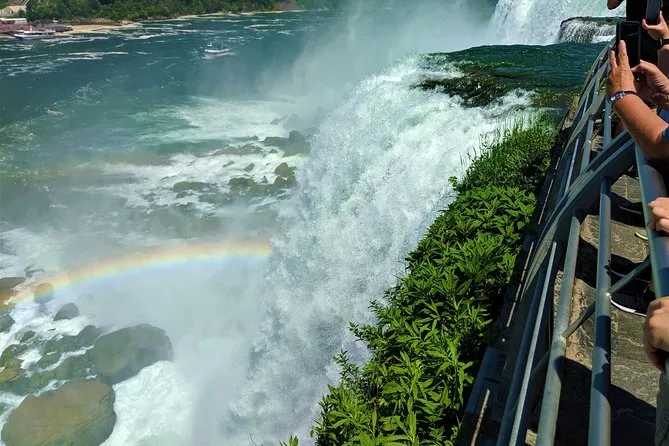 Aerial panoramic view of Niagara Falls from both the American and Canadian sides with Horseshoe Falls visible on a full-day tour